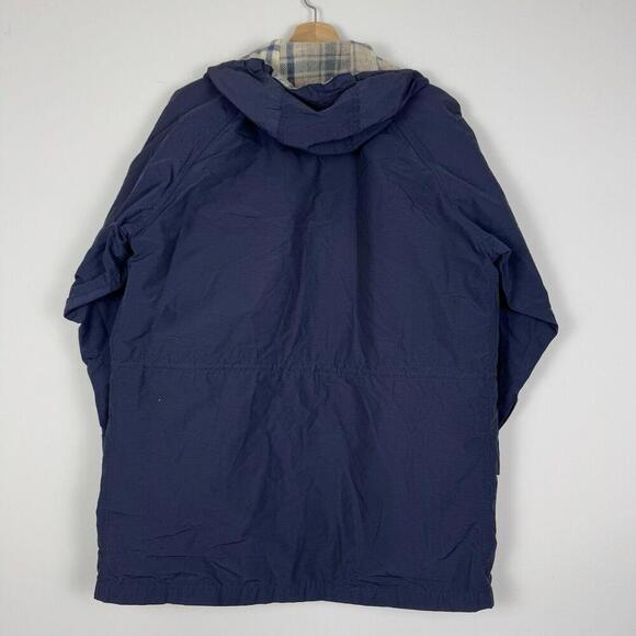 Vintage Woolrich Parka Coat Wool Blend Lined Women 8377 Navy Sz L Plaid Outdoor - Picture 3 of 13